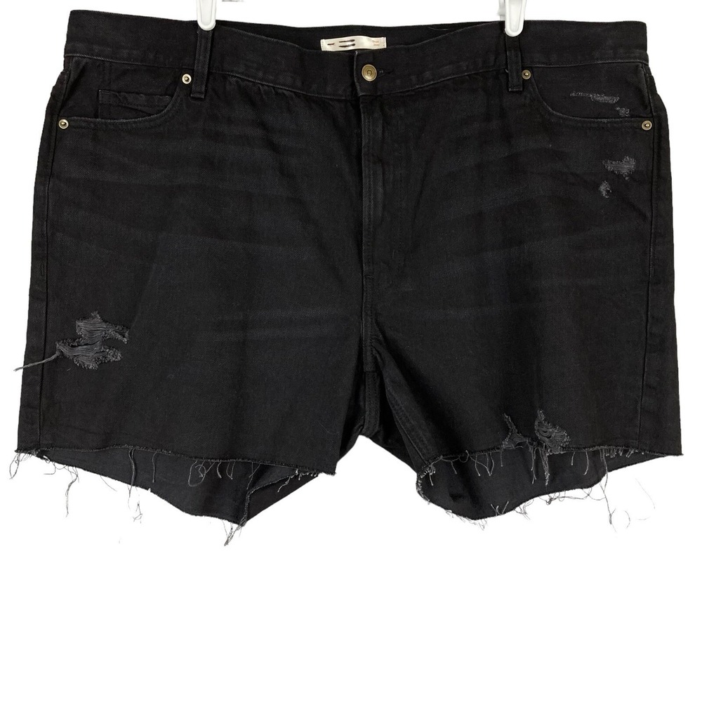 Lauren Conrad Women's Denim Shorts Size 26W Distressed Raw Hem Cotton Black NWOT